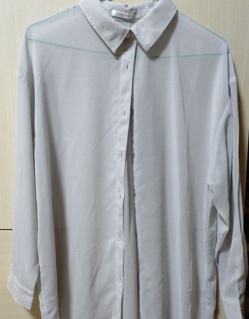 COLZA シフォン 長袖シャツ ライトグレー — image 2