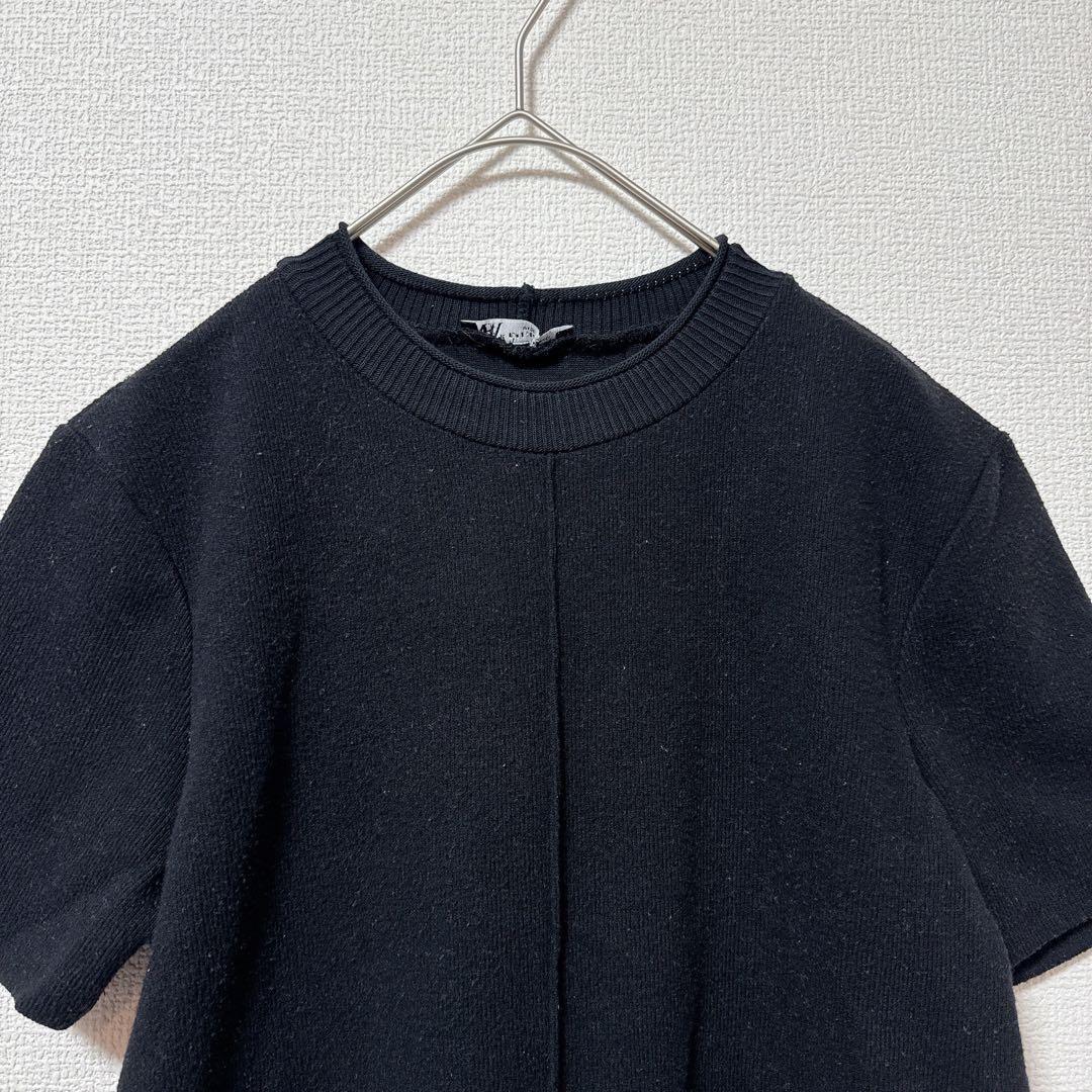【ZARA ザラ】　コットンニットワンピース　ミニ丈　ブラック　S 半袖 — image 3