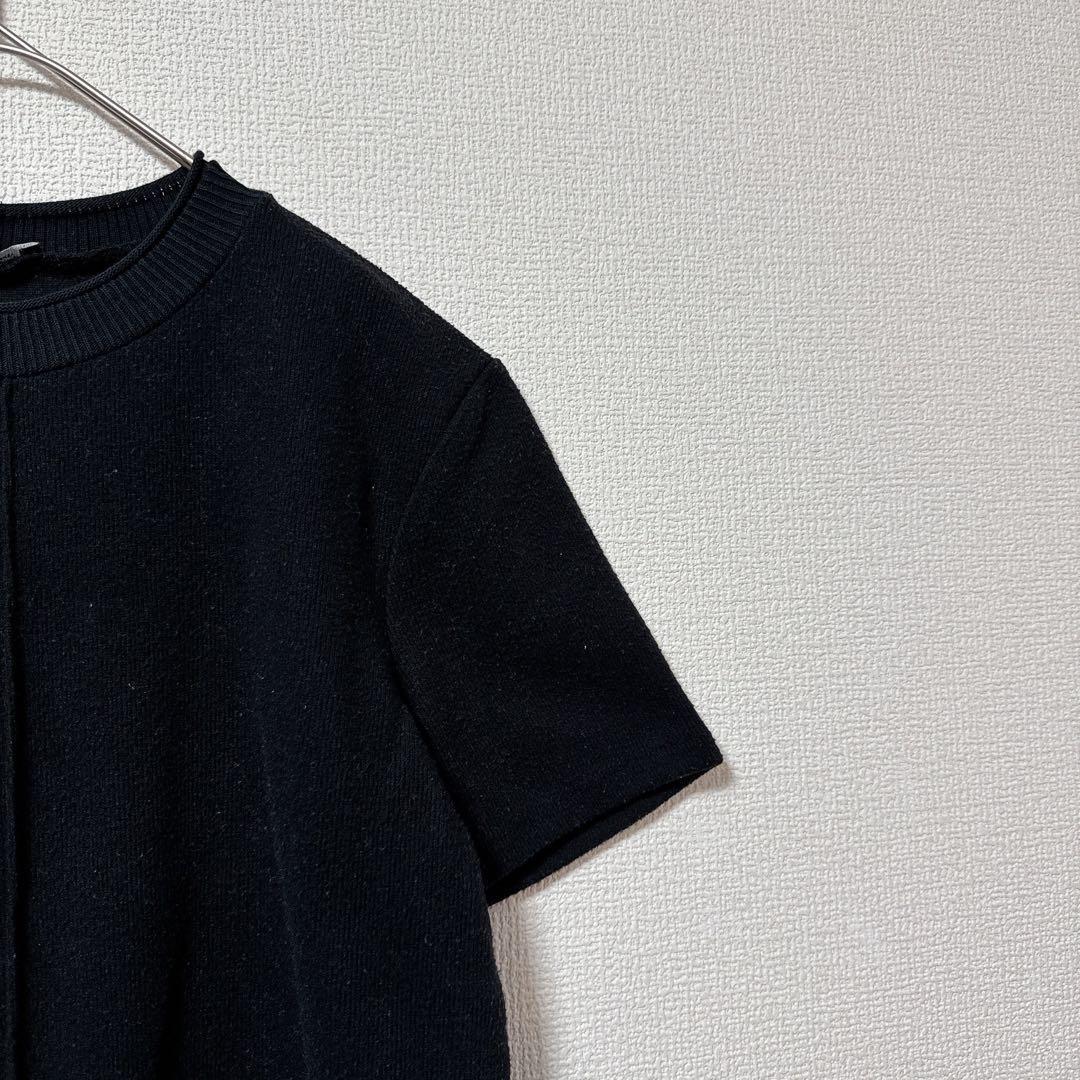 【ZARA ザラ】　コットンニットワンピース　ミニ丈　ブラック　S 半袖 — image 4