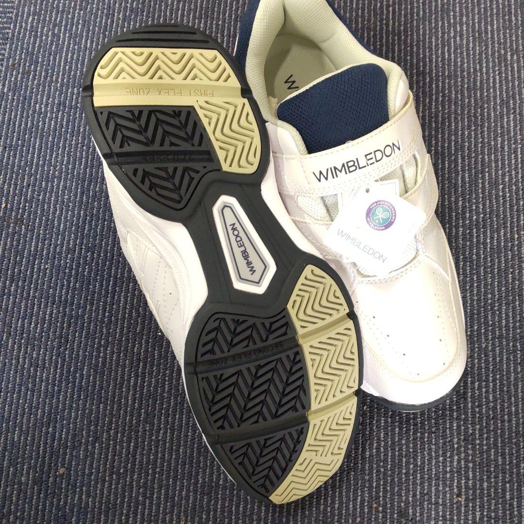 新品　WIMBLEDON スニーカー ホワイト ネイビー マジックテープ — image 2