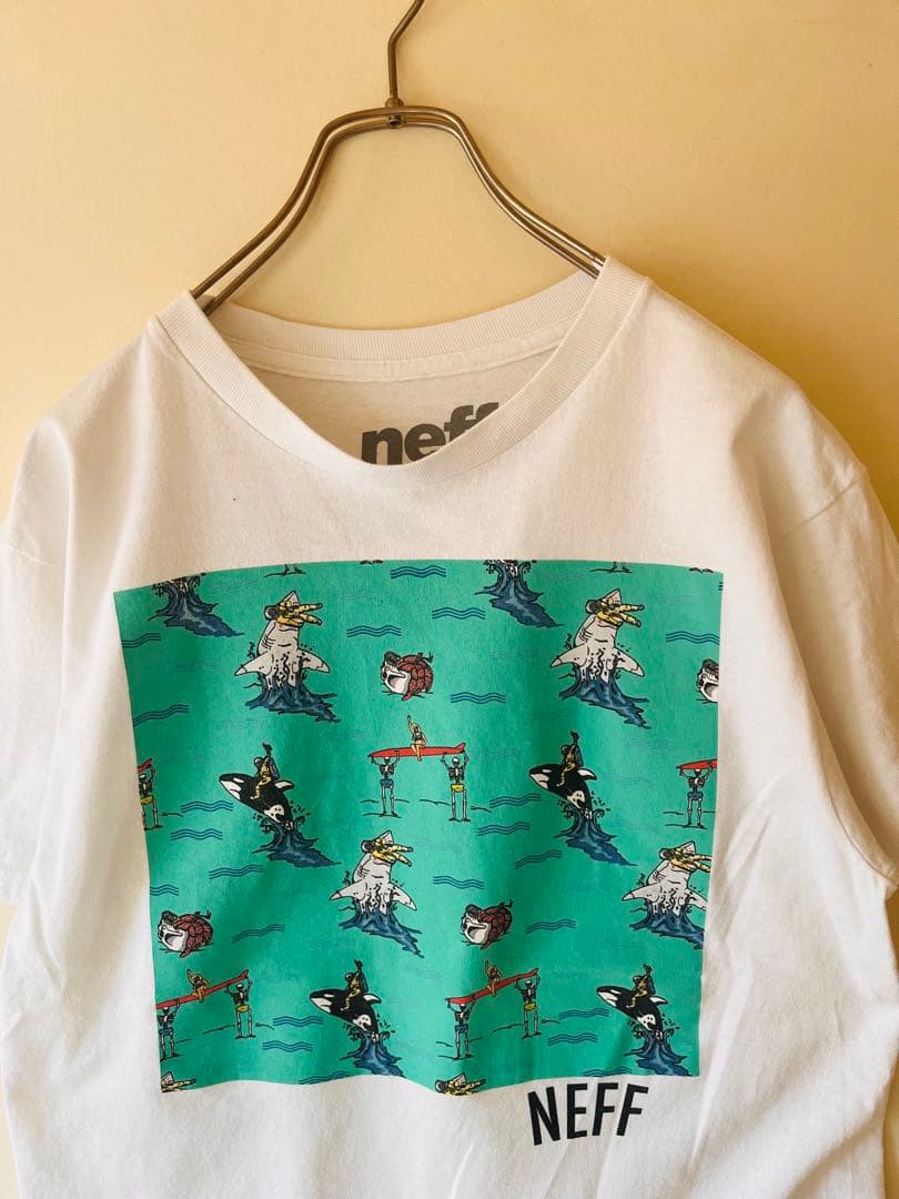 No.6981 NEFF 総柄アニマルプリントTシャツ M ホワイト ストリート — image 3