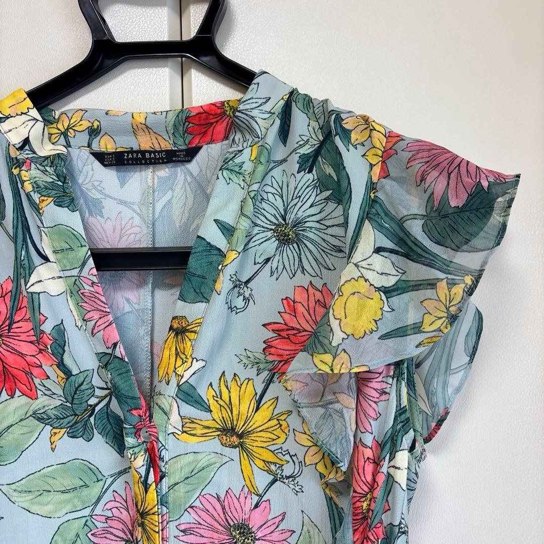 ZARA マキシ丈 花柄 シャツワンピース ベルト付 ボタニカル柄　美品　春夏 — image 3