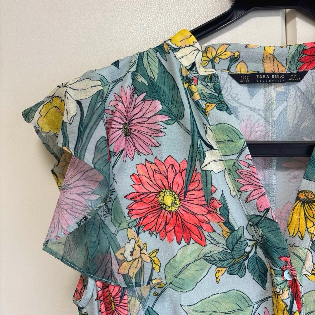 ZARA マキシ丈 花柄 シャツワンピース ベルト付 ボタニカル柄　美品　春夏 — image 4