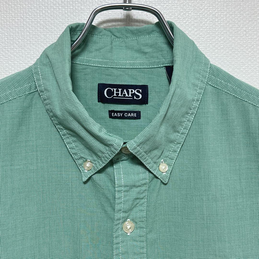 CHAPS チャップス 半袖BDシャツ メンズL グリーン 刺繍ロゴ — image 3