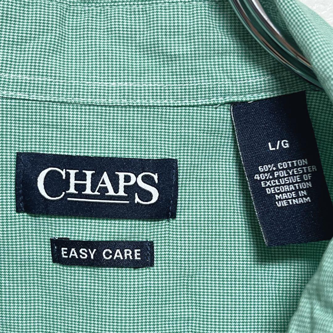 CHAPS チャップス 半袖BDシャツ メンズL グリーン 刺繍ロゴ — image 5