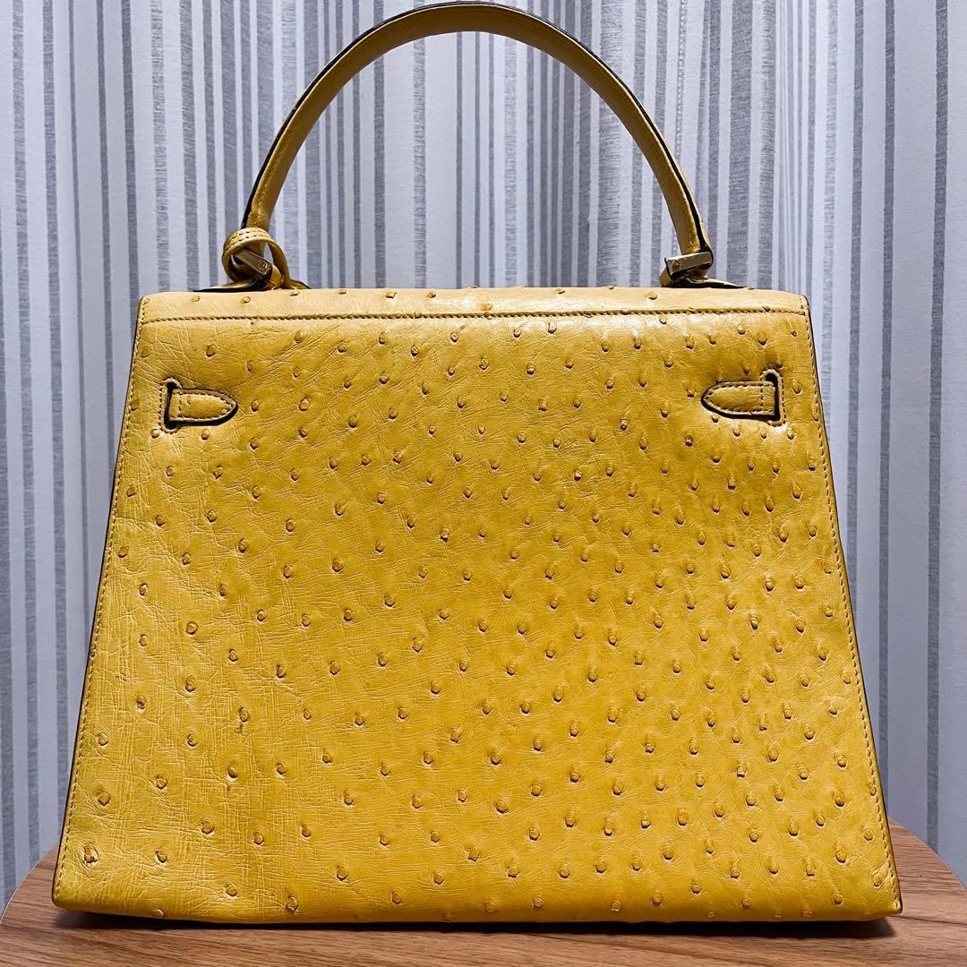 【希少カラー】GRES オーストリッチ ハンドバッグ イエロー カデナ 鍵 — image 3