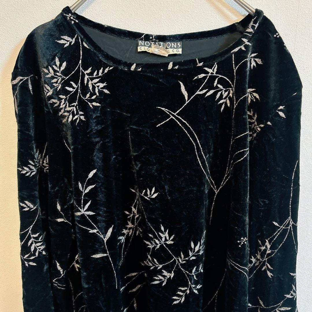 NOTATIONS ブラック 花柄刺繍 長袖Tシャツ M — image 2