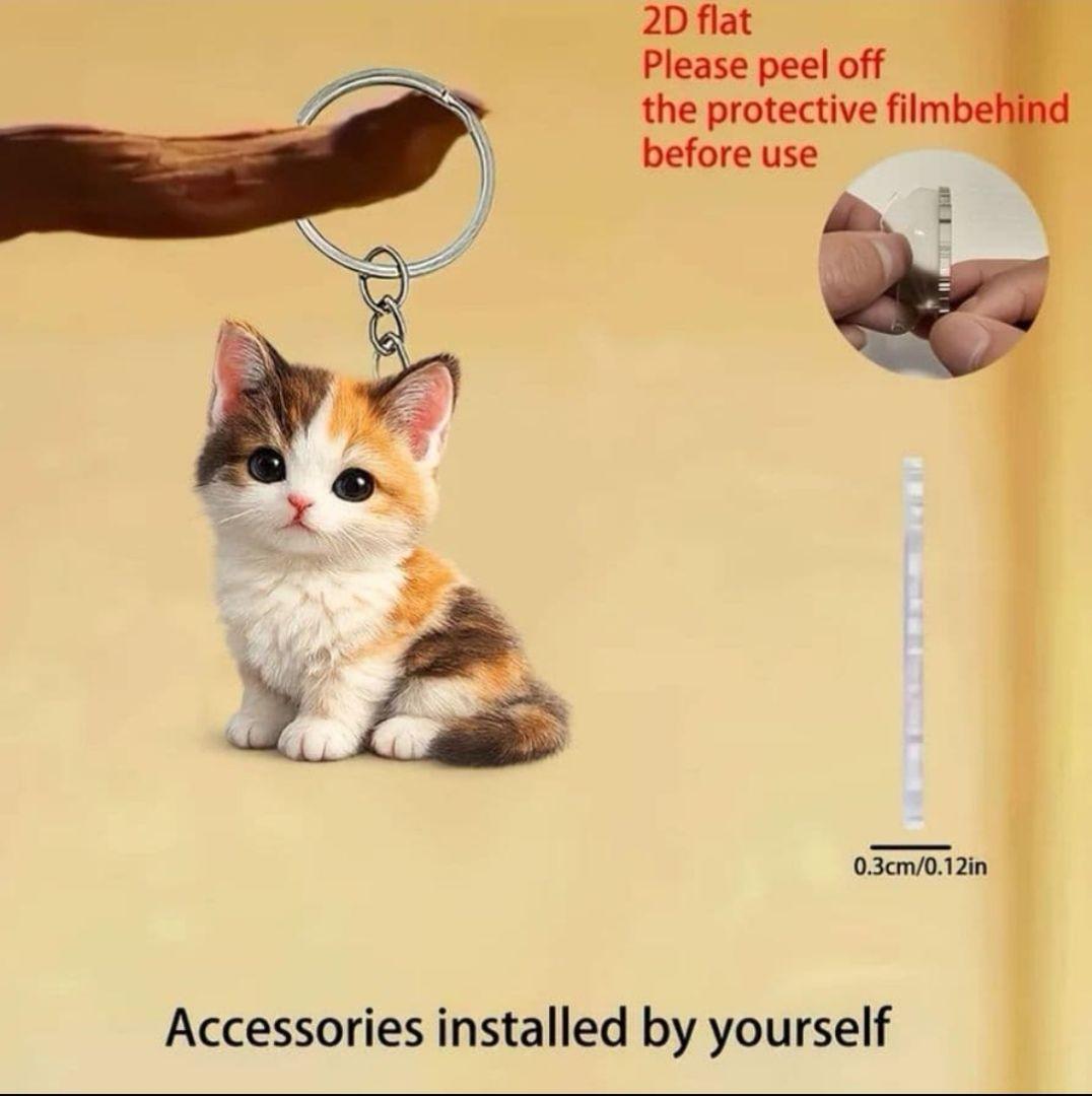 三毛猫　三毛　ミケ　猫　キーホルダー　キーリング　ネコ　ねこ　アクリル — image 4