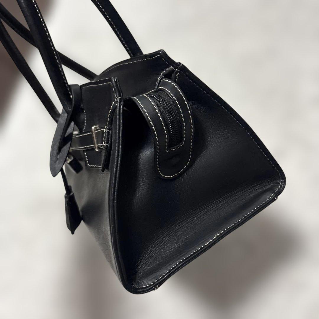 美品 HAMANO ハマノ レザー ハンドバック 鍵 ミーティア カデナ 黒 — image 5