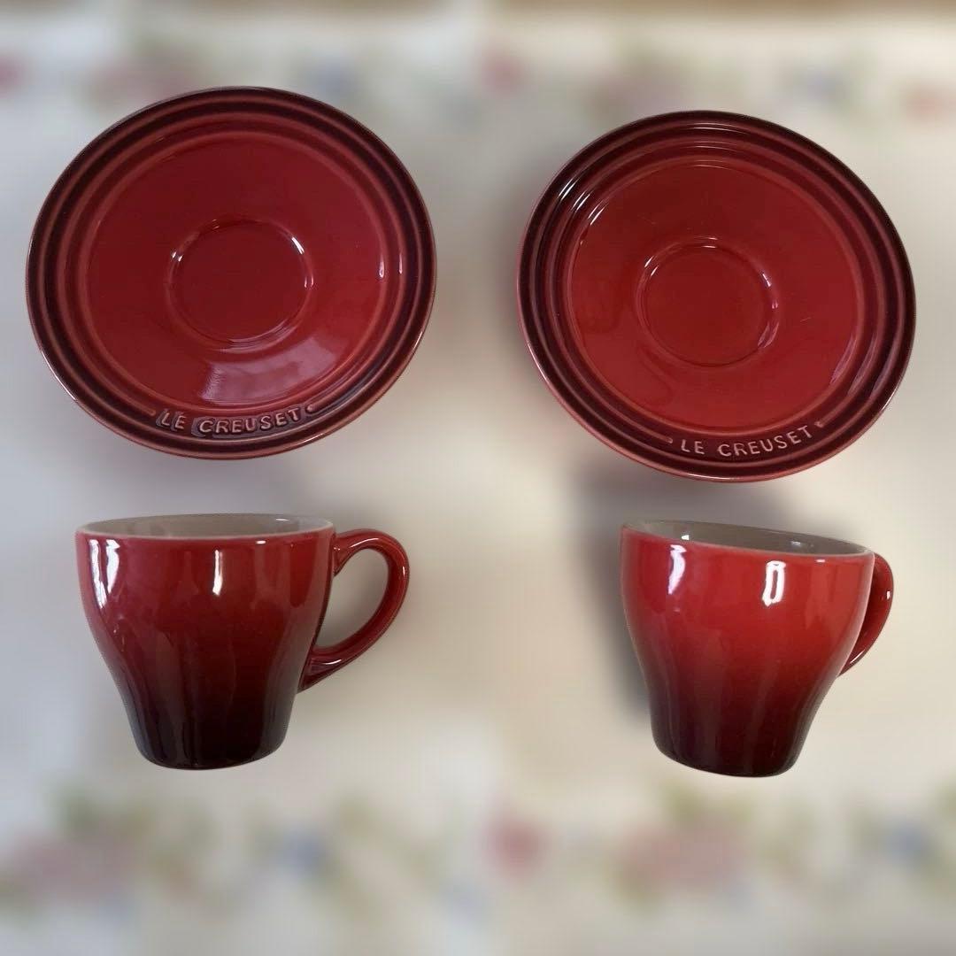 【極美品】ル・クルーゼ エスプレッソカップ＆ソーサー 2客セット チェリーレッド — image 3