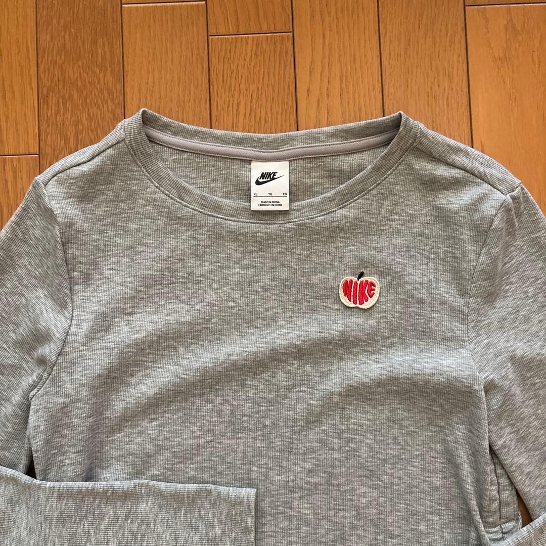【人気⭐︎美品】NIKE 長袖 アップル刺繍 グレー XL — image 2