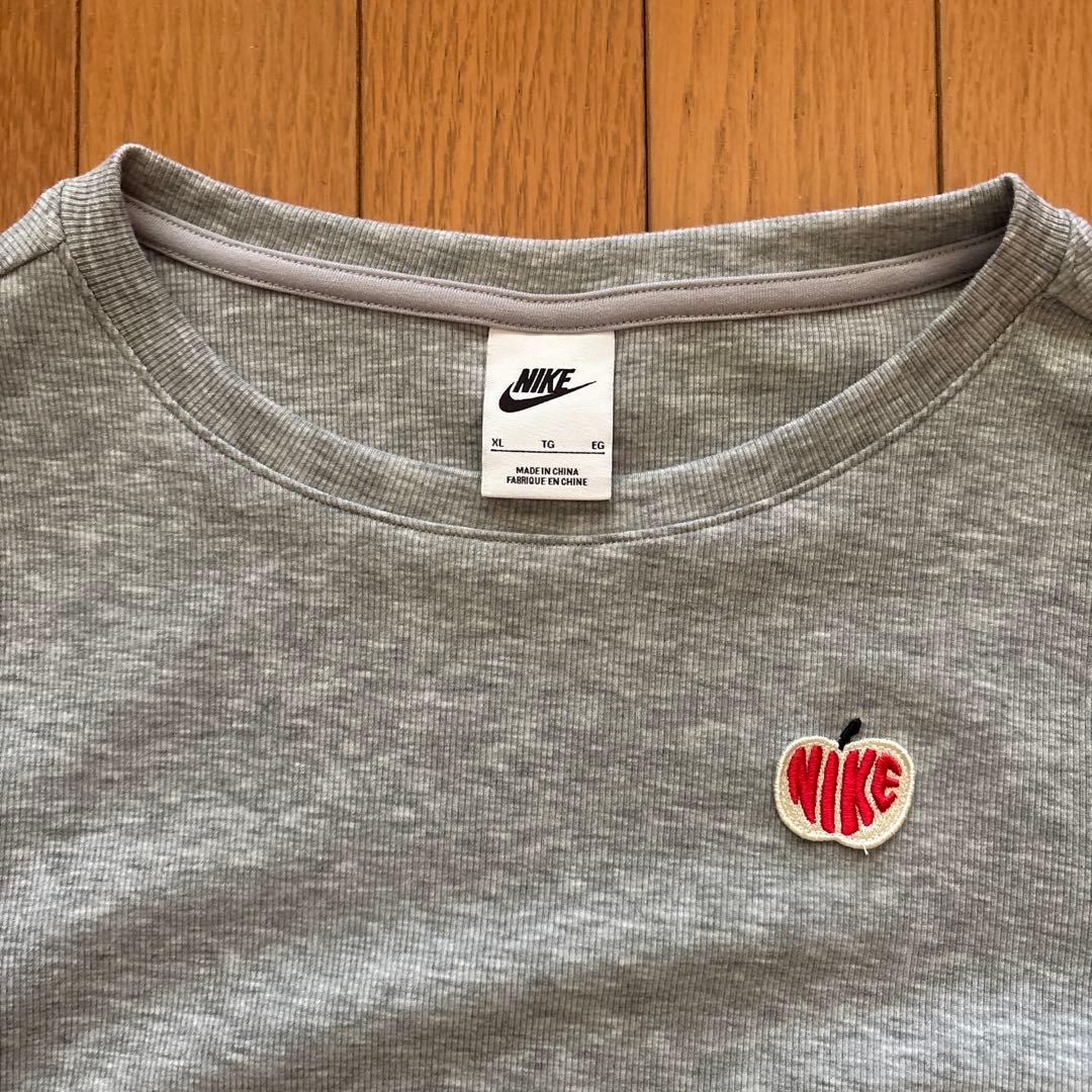【人気⭐︎美品】NIKE 長袖 アップル刺繍 グレー XL — image 3