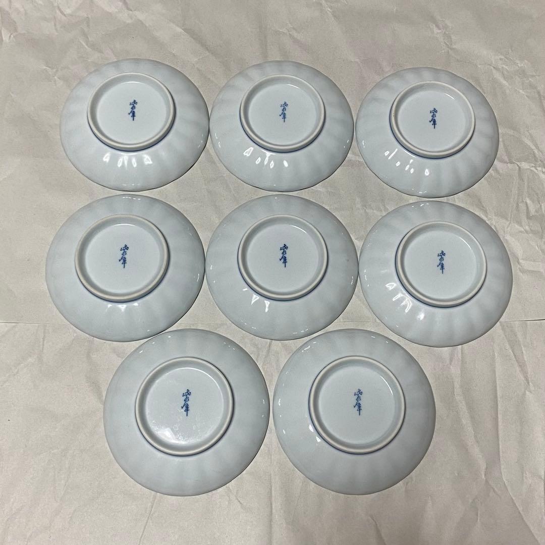 小皿　8枚　12cm　陶磁器　食器　青　ブルー　植物　花柄 — image 2