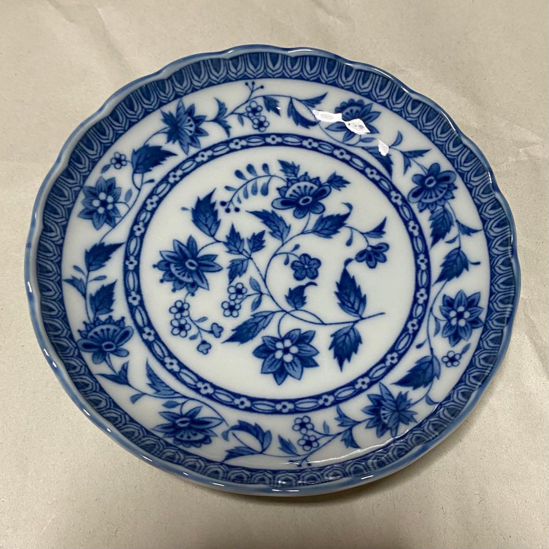 小皿　8枚　12cm　陶磁器　食器　青　ブルー　植物　花柄 — image 3