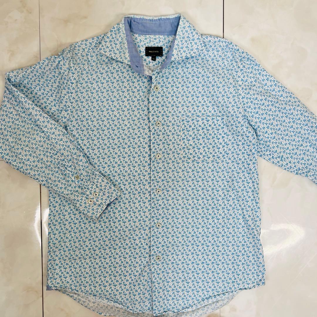 MALE&Co 水色小花柄 柔らかコットン長袖シャツ — image 3