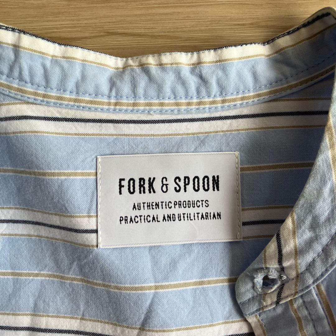 FORK&SPOONアーバンリサーチ　バンドカラー　シャツワンピース ストライプ — image 4