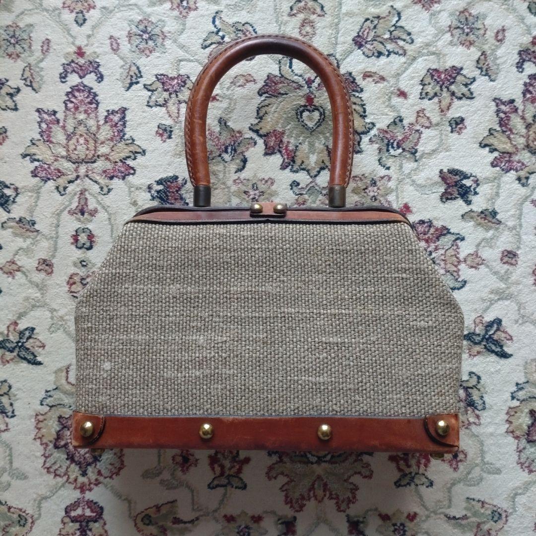 vintage 麻とレザーのハンドバッグ — image 2