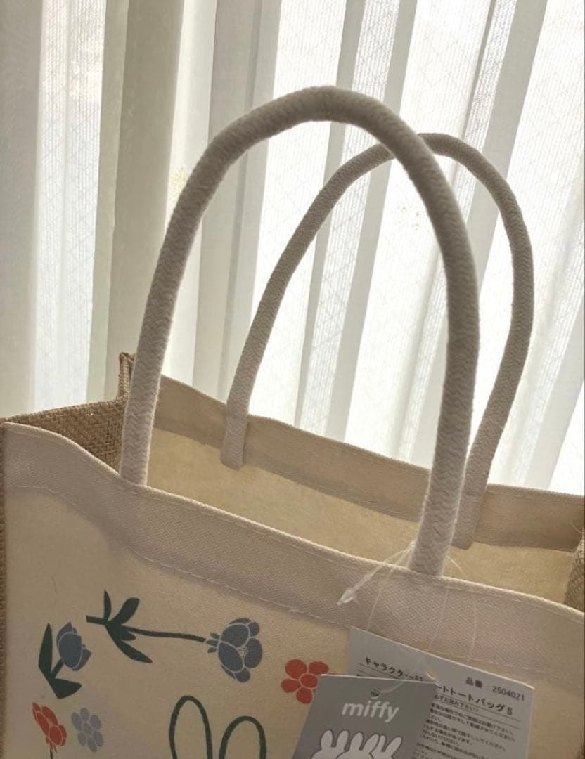 ミッフィー ジュートトートバッグS フラワー　ランチトート　キャンバスmiffy — image 5