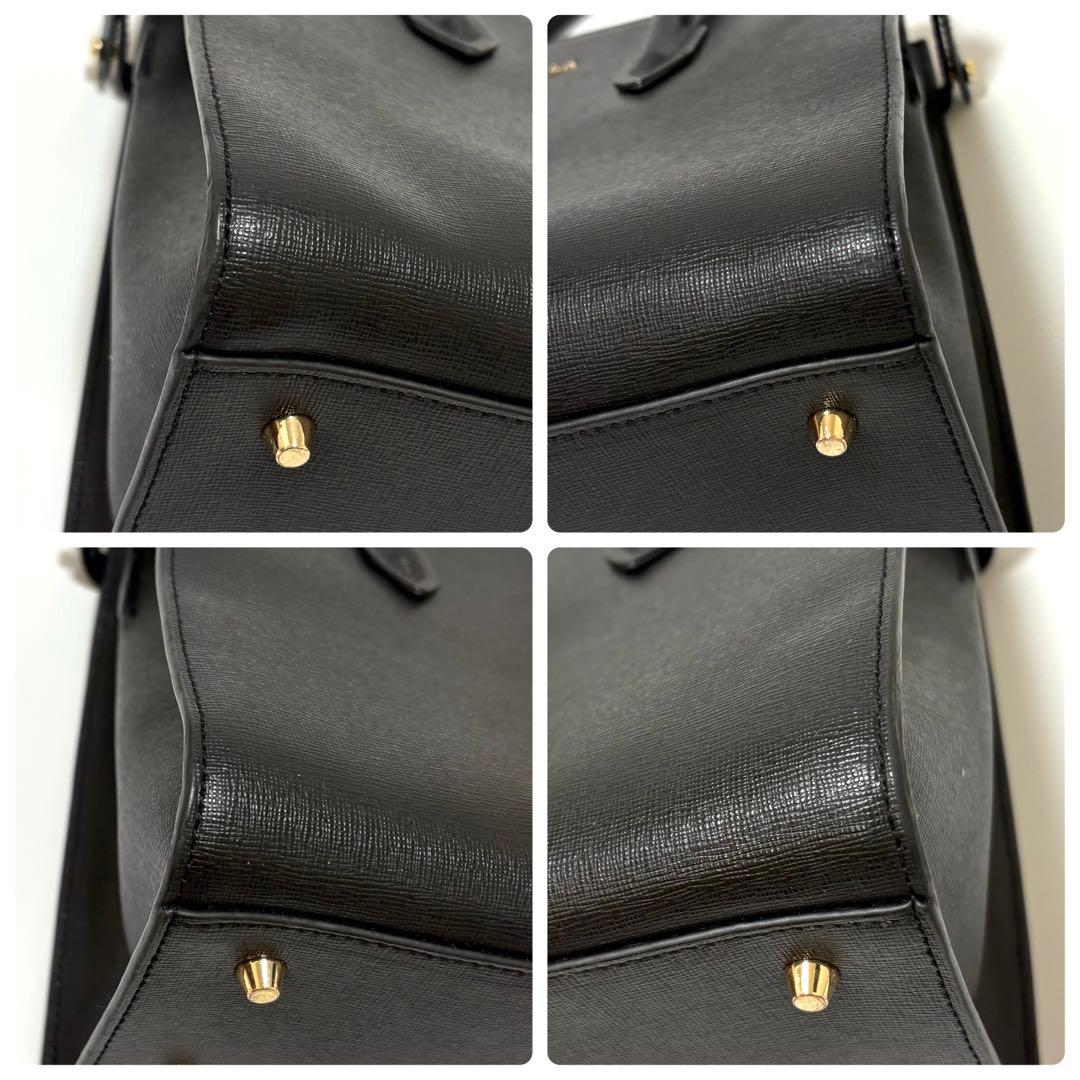 美品　フルラ　ハンドバッグ　オールレザー　ロゴ　自立　ブラック — image 5