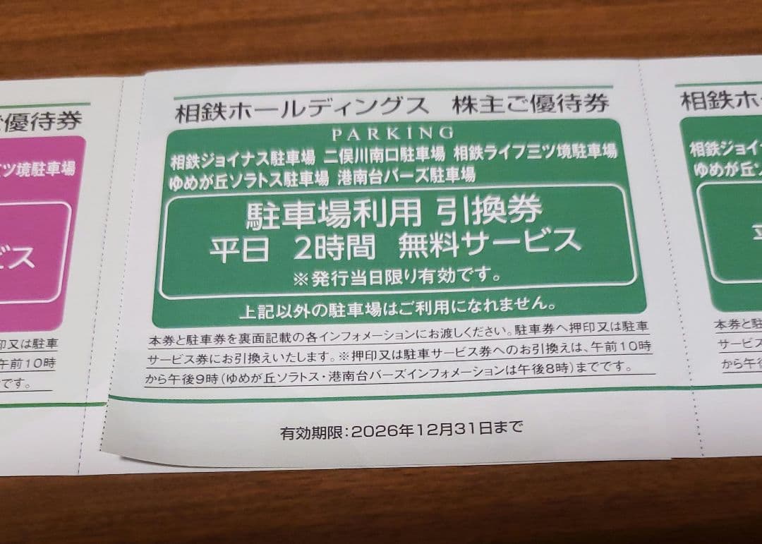 相鉄ホールディングス 株主優待　駐車場利用券 6枚 — image 3