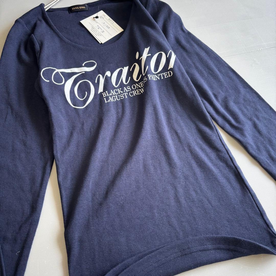 【LUNA GIRL】長袖Tシャツ　カットソー　薄手　ネイビー　クルーネック/F — image 5