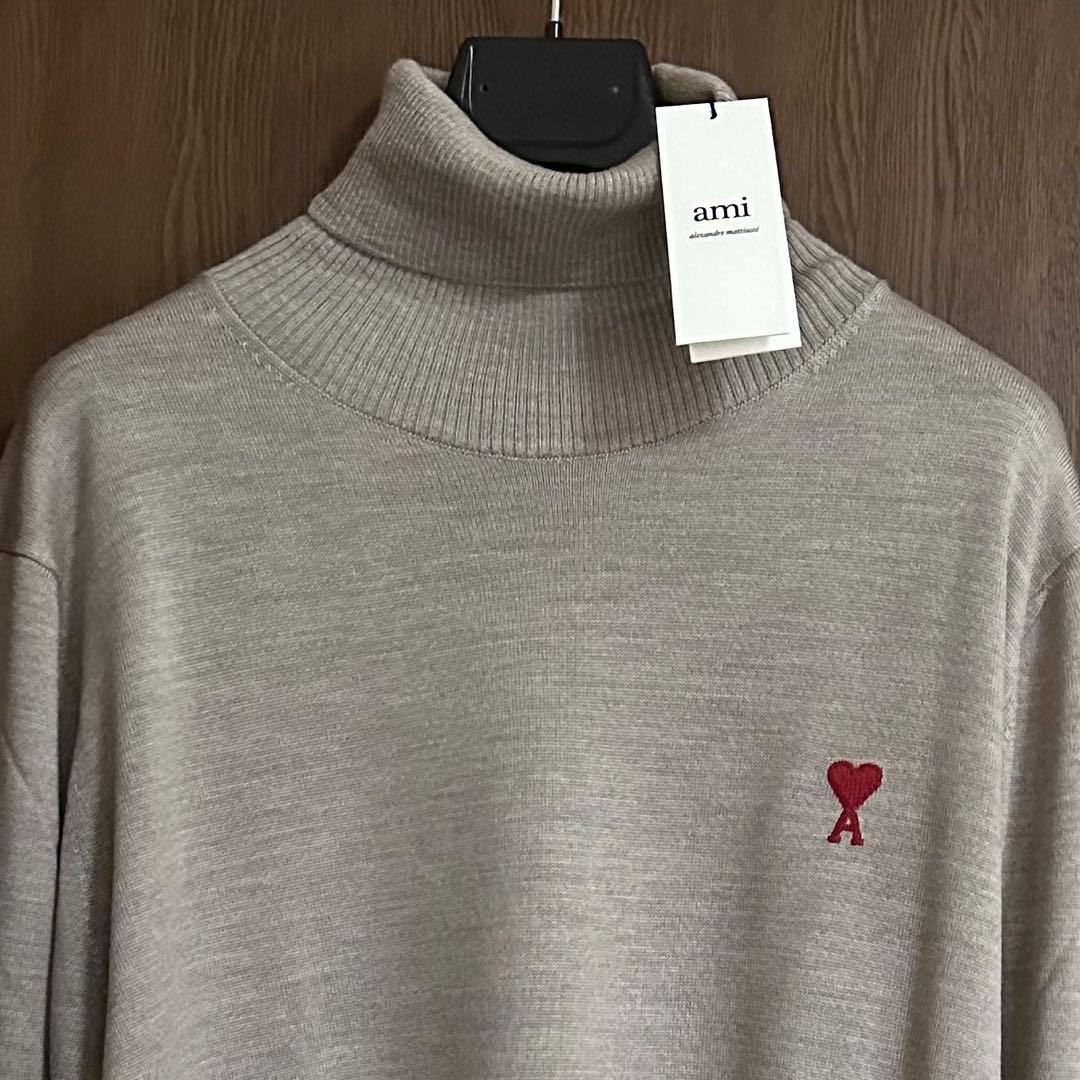 新品 AMI Paris アミ ブランドロゴ タートルネック ニット セーター — image 2
