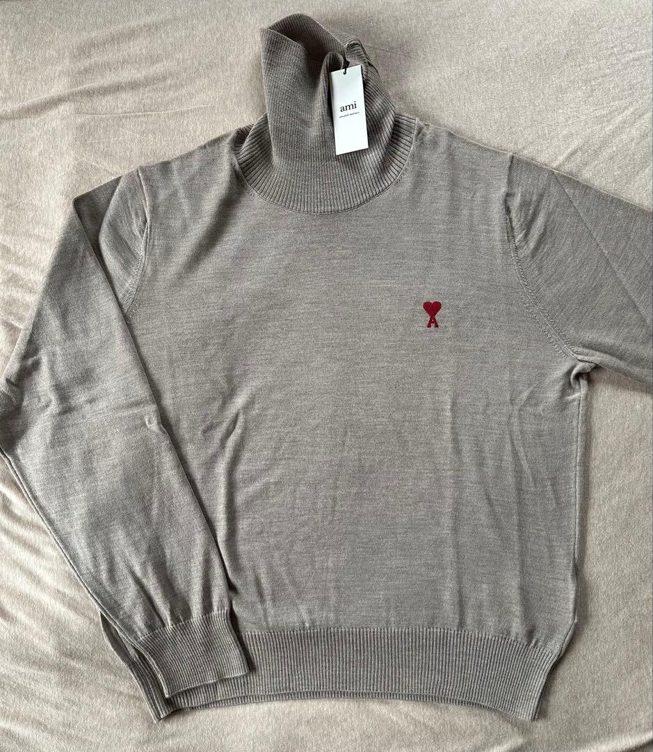 新品 AMI Paris アミ ブランドロゴ タートルネック ニット セーター — image 4