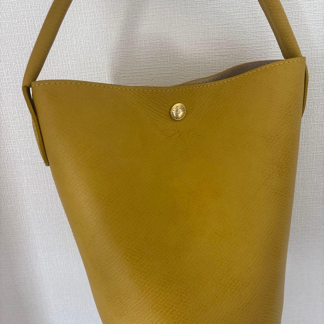 【美品】ロンシャン　バッグ　本革　バケット　イエロー — image 2