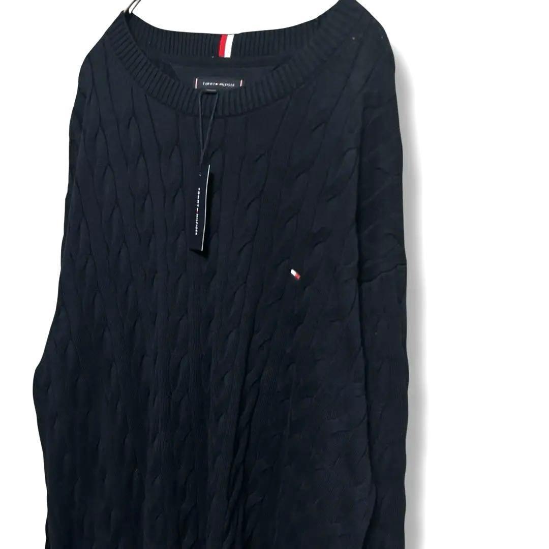【新品】トミーヒルフィガー ケーブルニット クルーネック XXL ネイビー — image 4