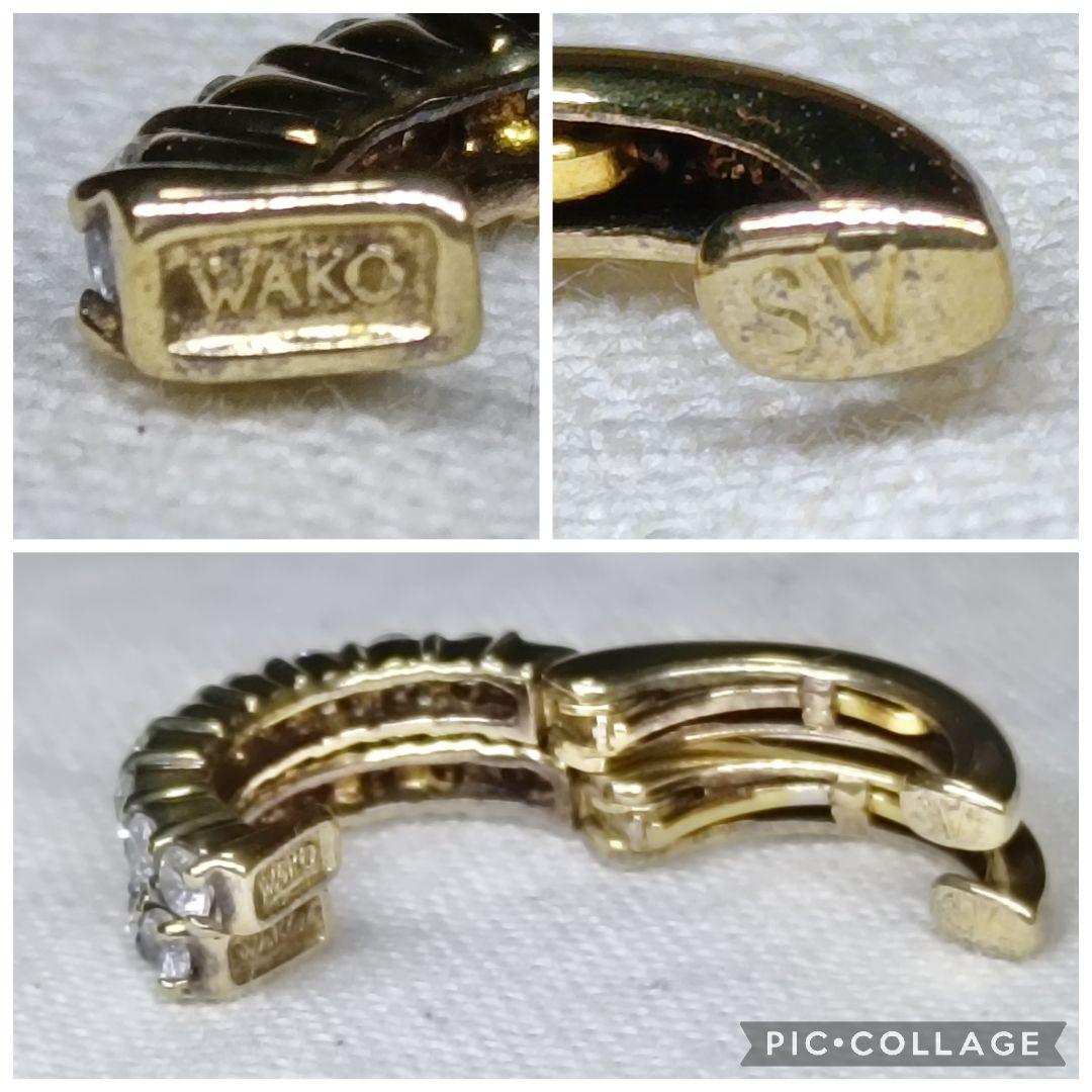 WAKO ゴールドカラー フープイヤリング ラインストーン — image 4
