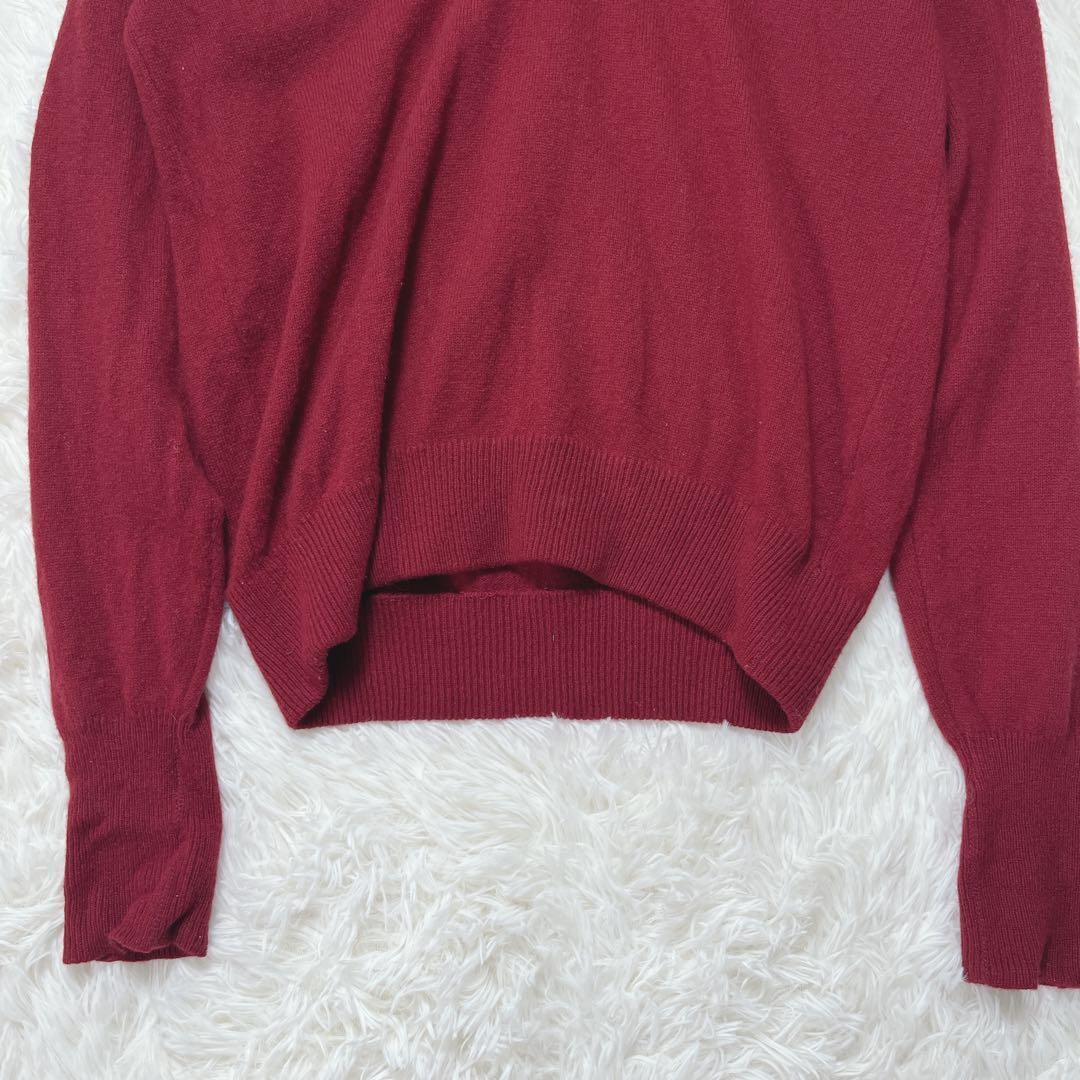 スポルディング Vネックニットセーター M 赤　ウール混日本製刺繍ロゴプレッピー — image 3