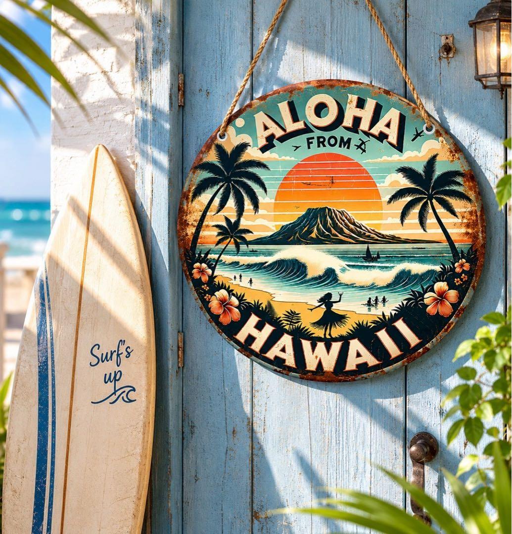 ハワイ ALOHA 壁掛け プレート ハワイアン 海 サーフィン ディスプレイ — image 3