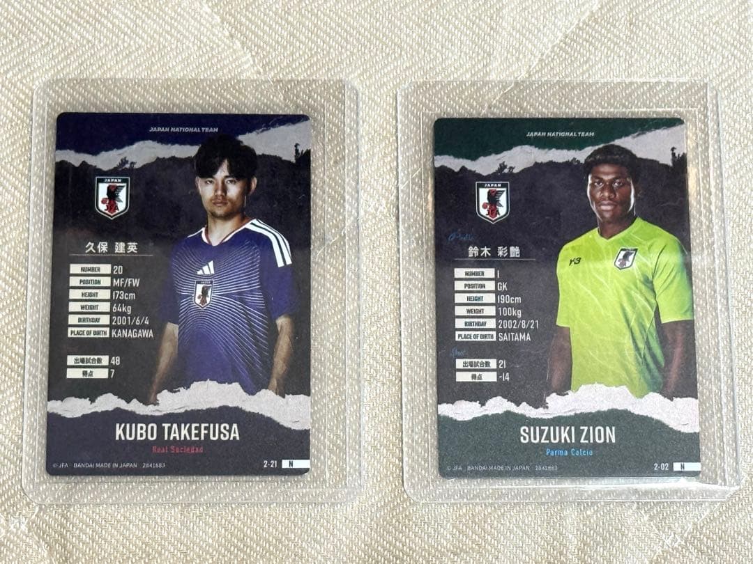 日本代表 ツインウエハース 2026W杯：久保建英・鈴木彩艶 2枚セット — image 2