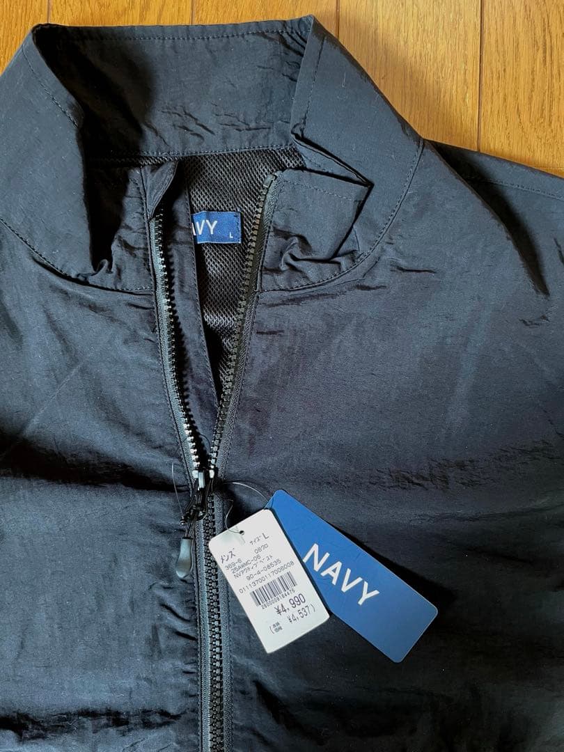 ［新品未使用］NAVY ／ナイロンジップアップベスト ／ブラック(L) — image 3