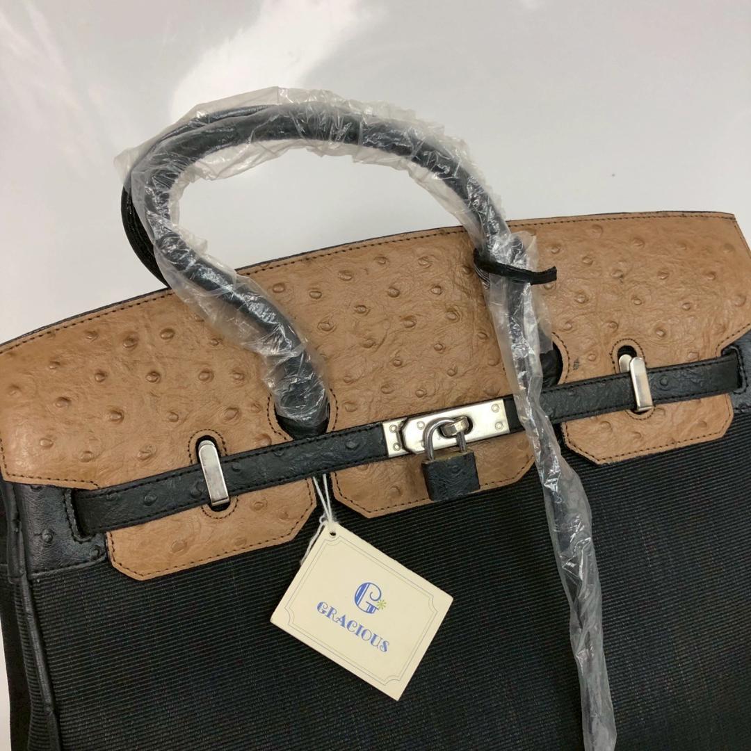 GRACIOUS グレイシャス ハンドバッグ オーストリッチ レザー キャメル — image 5