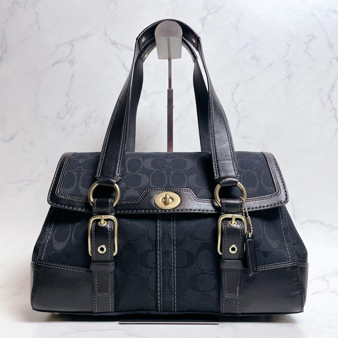 未使用級✨COACH ハンドバッグ シグネチャー ターンロック ブラック Y2K — image 2