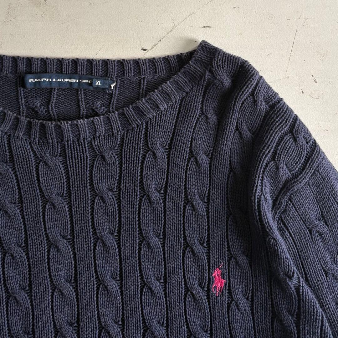 は*す様 90's POLO RALPH LAUREN ネイビーニット — image 3