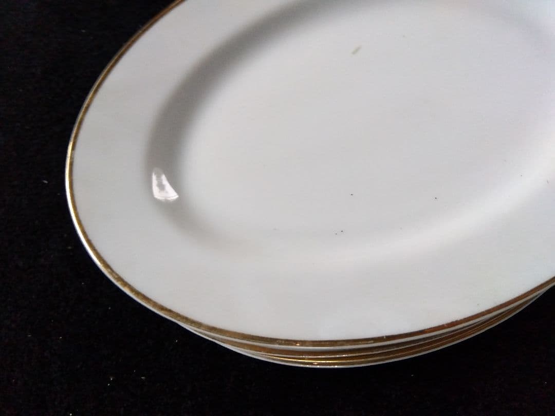 金縁 楕円形 プレート 皿 5枚セット　給食　昭和 — image 3