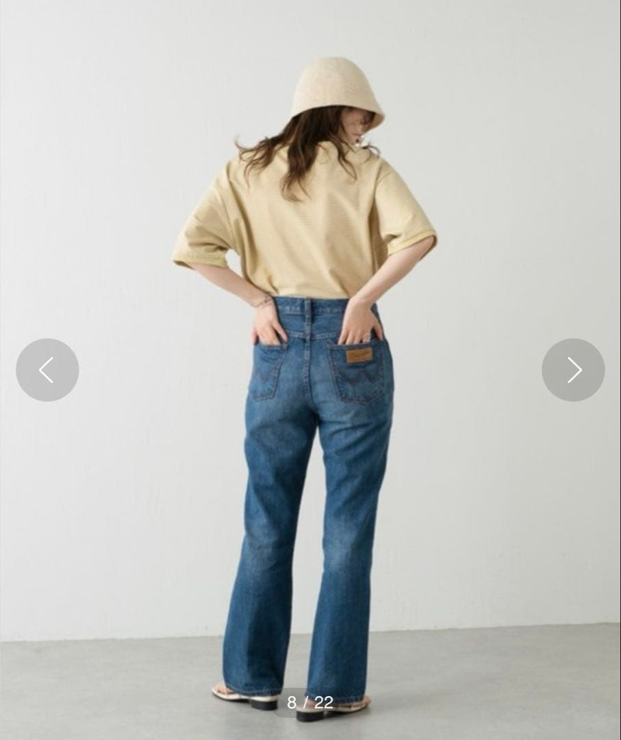 Kastane【WEB限定】 リンガー ボーダー 5分袖 TEE イエロー — image 3