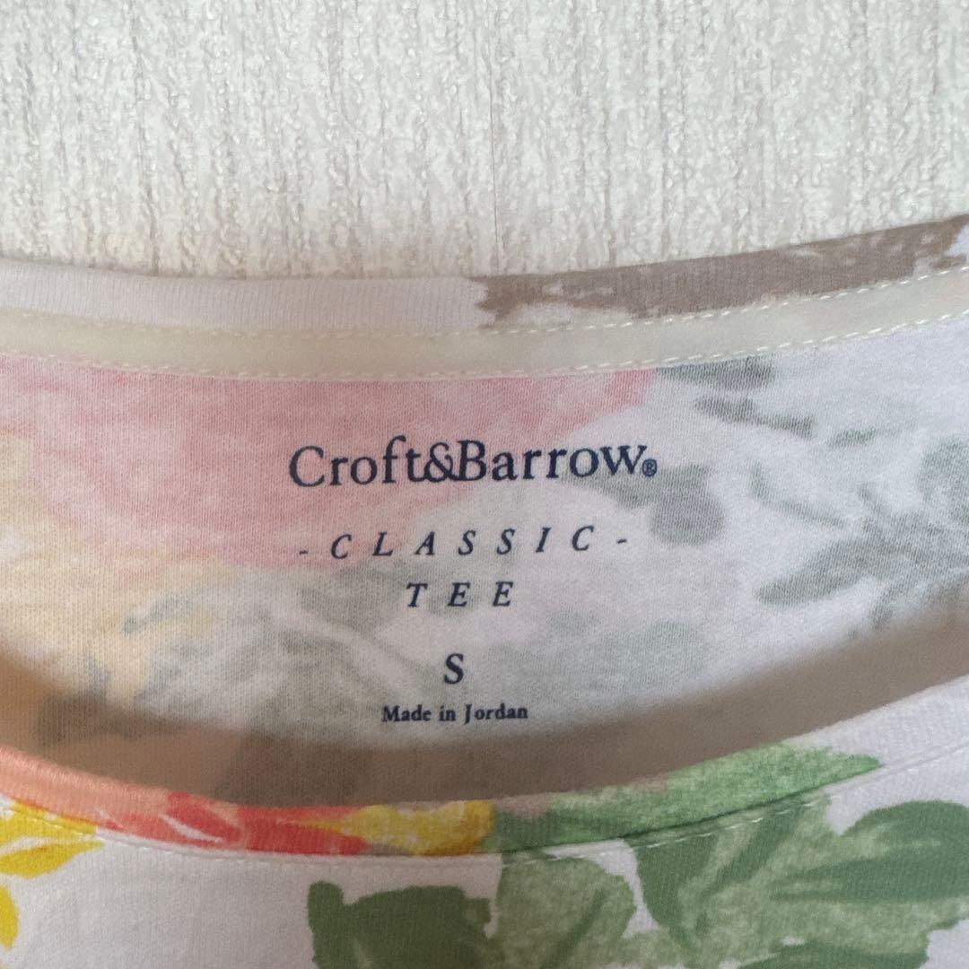 クロフトアンドバロー 花柄 クルーネック 半袖 Tシャツ S 白 赤 黄 緑 — image 2