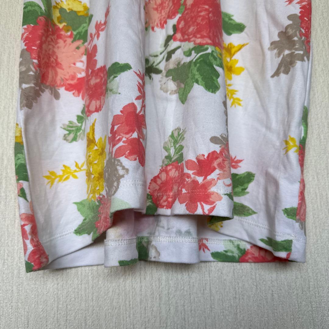 クロフトアンドバロー 花柄 クルーネック 半袖 Tシャツ S 白 赤 黄 緑 — image 5