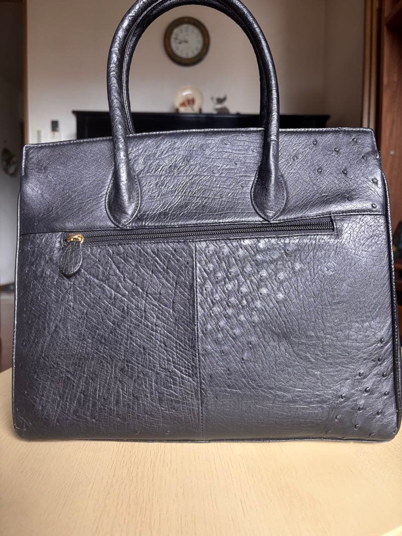 Genuine Ostrich Leather ハンドバッグ ブラック — image 3
