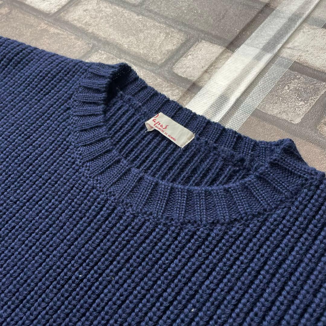 90-00s vintage papas wool knit navy — image 4