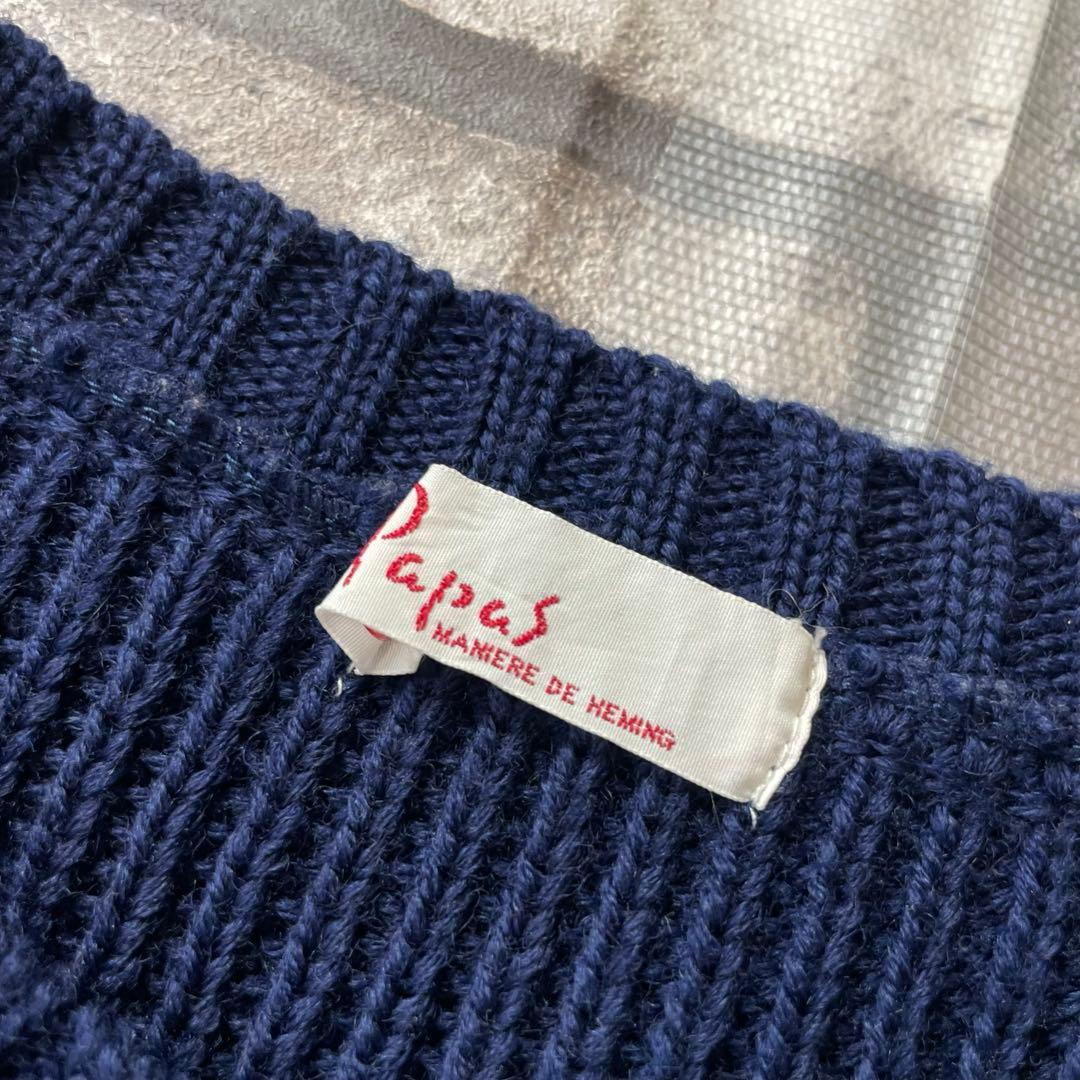 90-00s vintage papas wool knit navy — image 5
