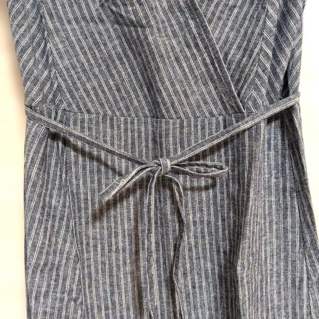 Banana Republic ストライプ ラップロングワンピース　M　ネイビー — image 4