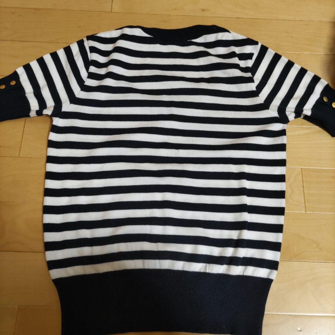 新品　R.P.B ボーダー 半袖ニット ゴールドボタン — image 3