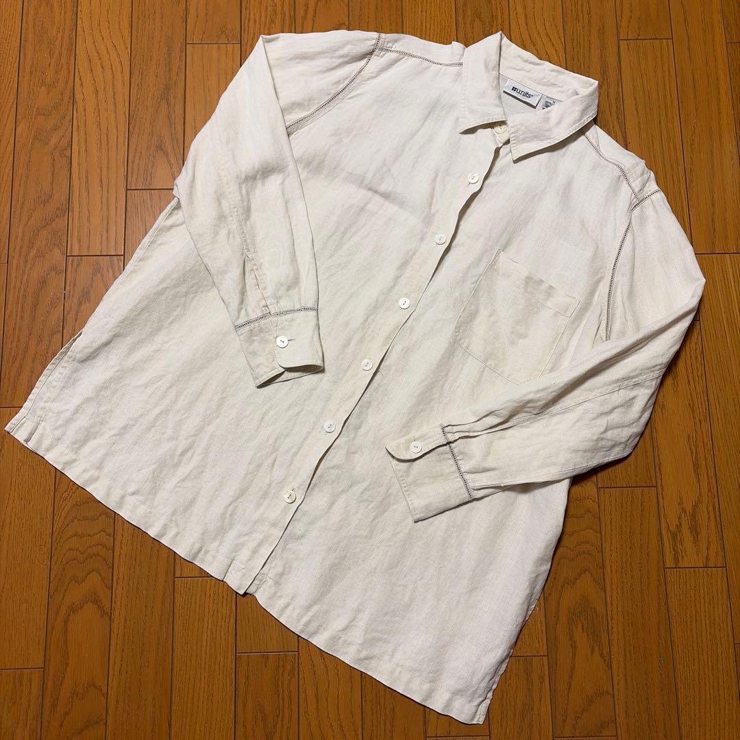古着 units リネン100% キナリ シャツ XL — image 2