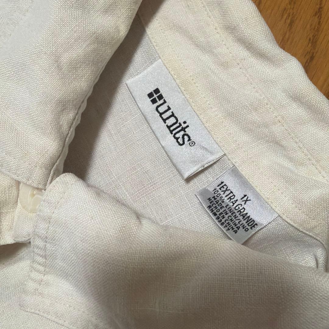 古着 units リネン100% キナリ シャツ XL — image 3