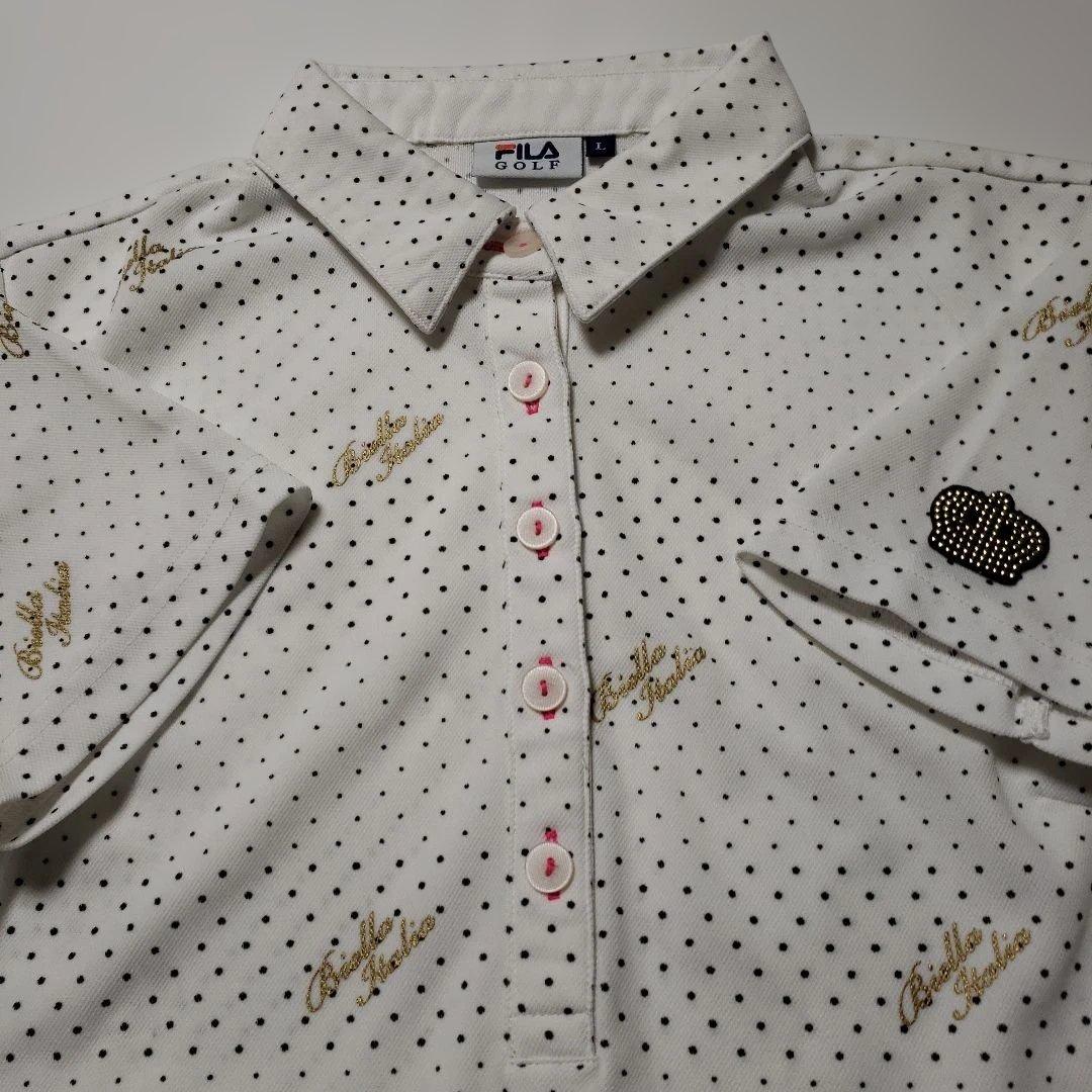 FILA GOLF ポロシャツ ドット柄 ホワイト 　レディース　Lサイズ — image 2