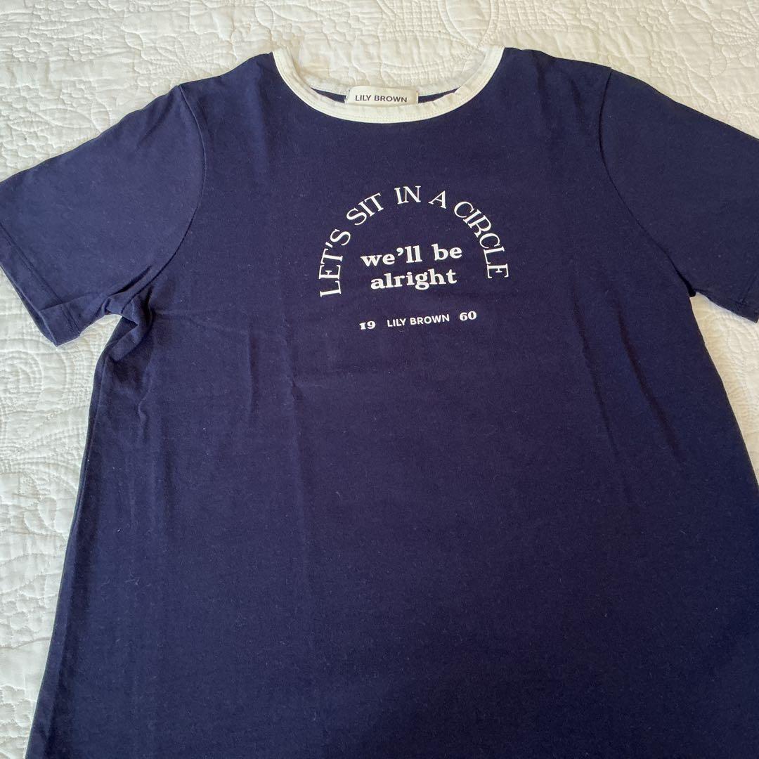 LILY BROWN ロゴプリント 半袖Tシャツ ネイビー — image 2